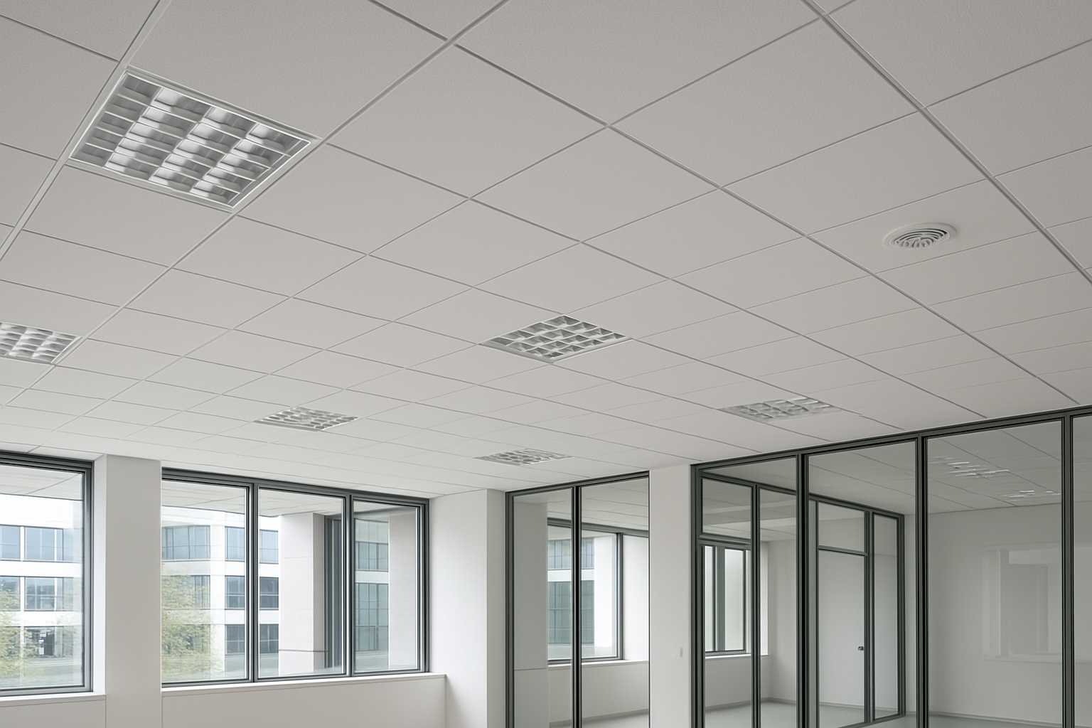 Professioneel geïnstalleerd systeemplafond door JMK Afbouw